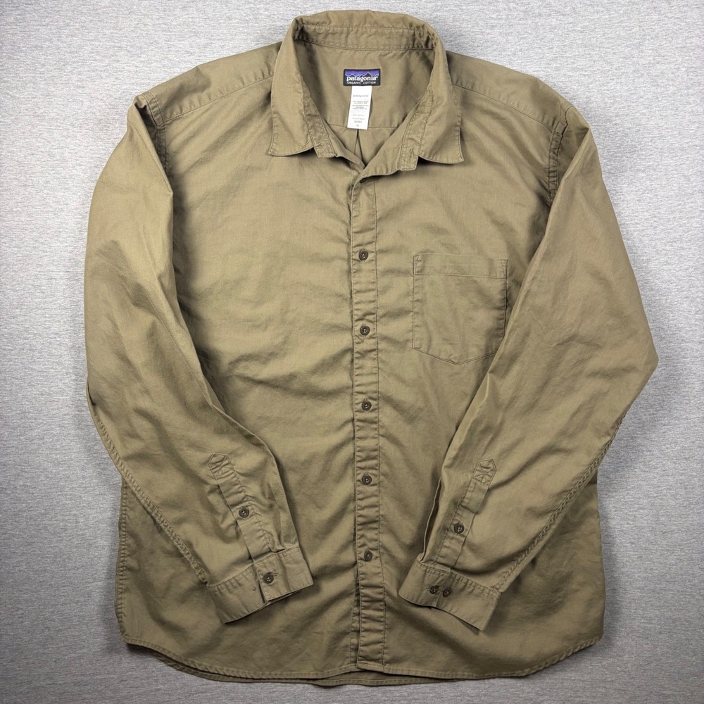 Patagonia Nomader Shirt XL Mens Brown Organic Cotton Long Sleeve Utility